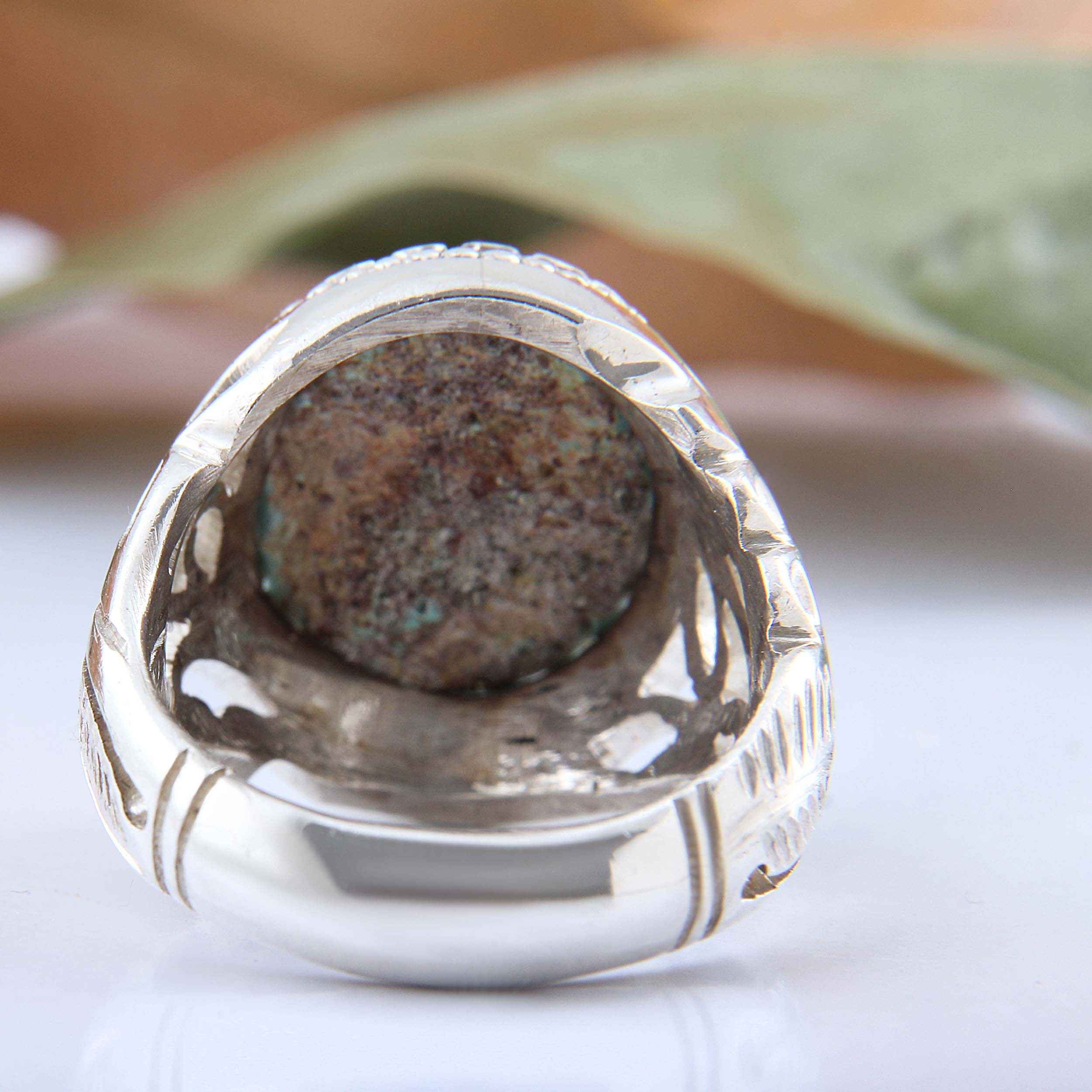 Price and Buy Persian Neyshabur Turquoise Silver Ring Handcrafted AM_4571 - Image 6
