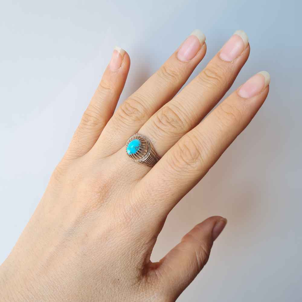 Price and Buy Persian Neyshabur Turquoise Silver Ring Handcrafted Farima Ehsan - Image 3