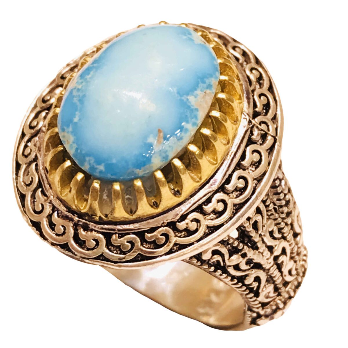 Price and Buy Persian Neyshabur Turquoise Silver Ring Handcrafted for Men Engraved