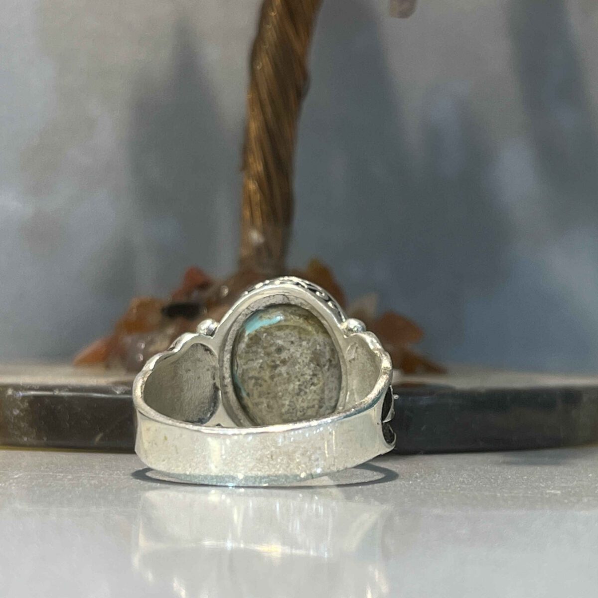 Price and Buy Persian Neyshabur Turquoise Silver Ring Handcrafted for Men - Image 5