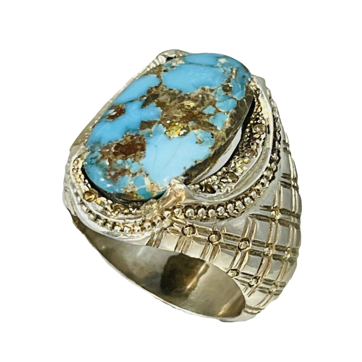 Price and Buy Persian Neyshabur Turquoise Silver Ring Handcrafted for Men