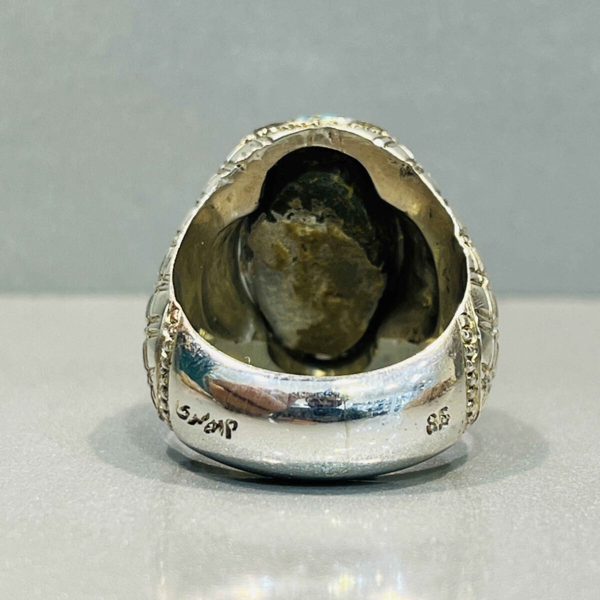 Price and Buy Persian Neyshabur Turquoise Silver Ring Handcrafted for Men - Image 8