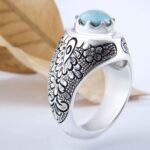 Price and Buy Persian Neyshabur Turquoise Silver Ring Handcrafted for Men - Image 4