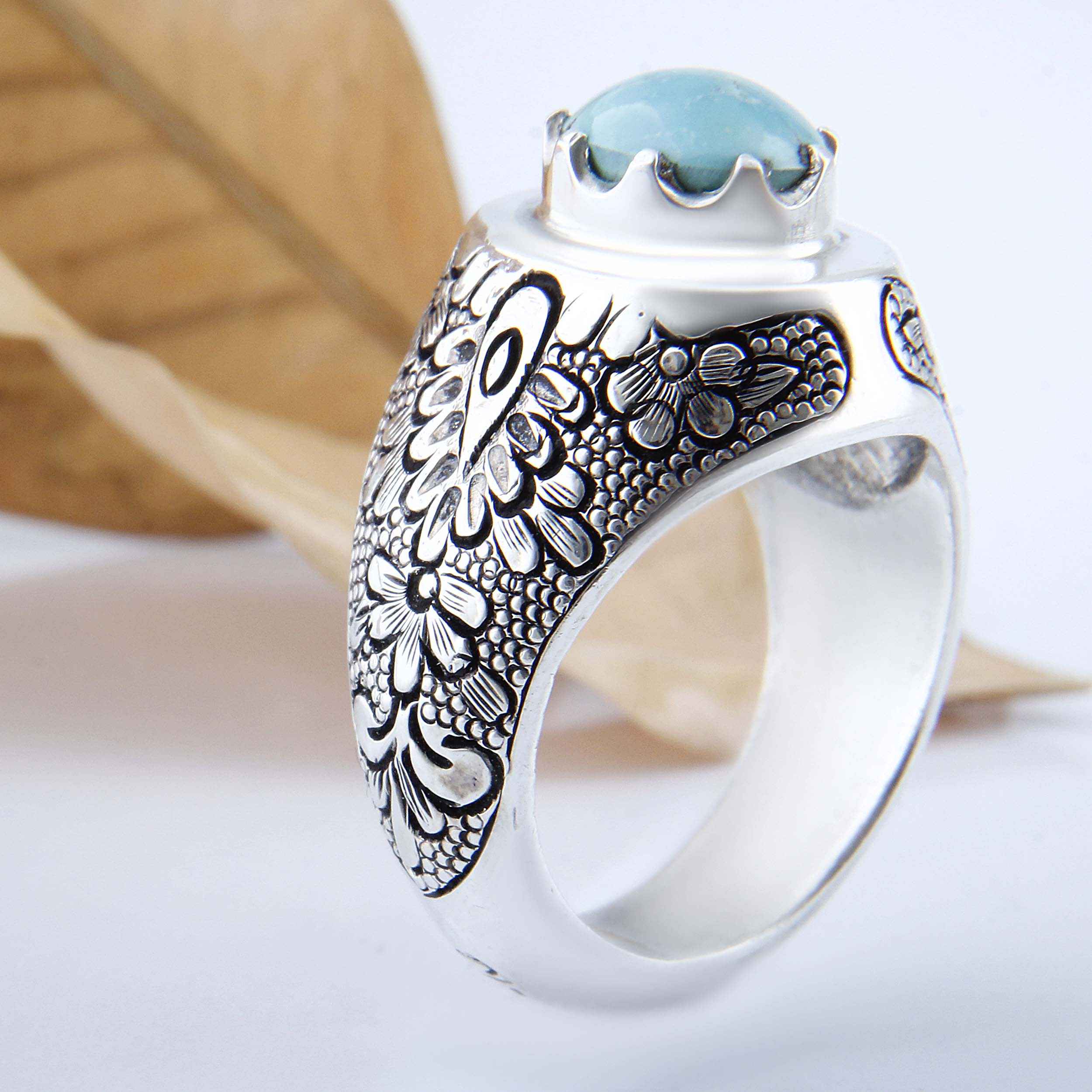 Price and Buy Persian Neyshabur Turquoise Silver Ring Handcrafted for Men_68ff96ca3f2c3.jpeg Price and Buy Persian Neyshabur Turquoise Silver Ring Handcrafted for Men - Image 4