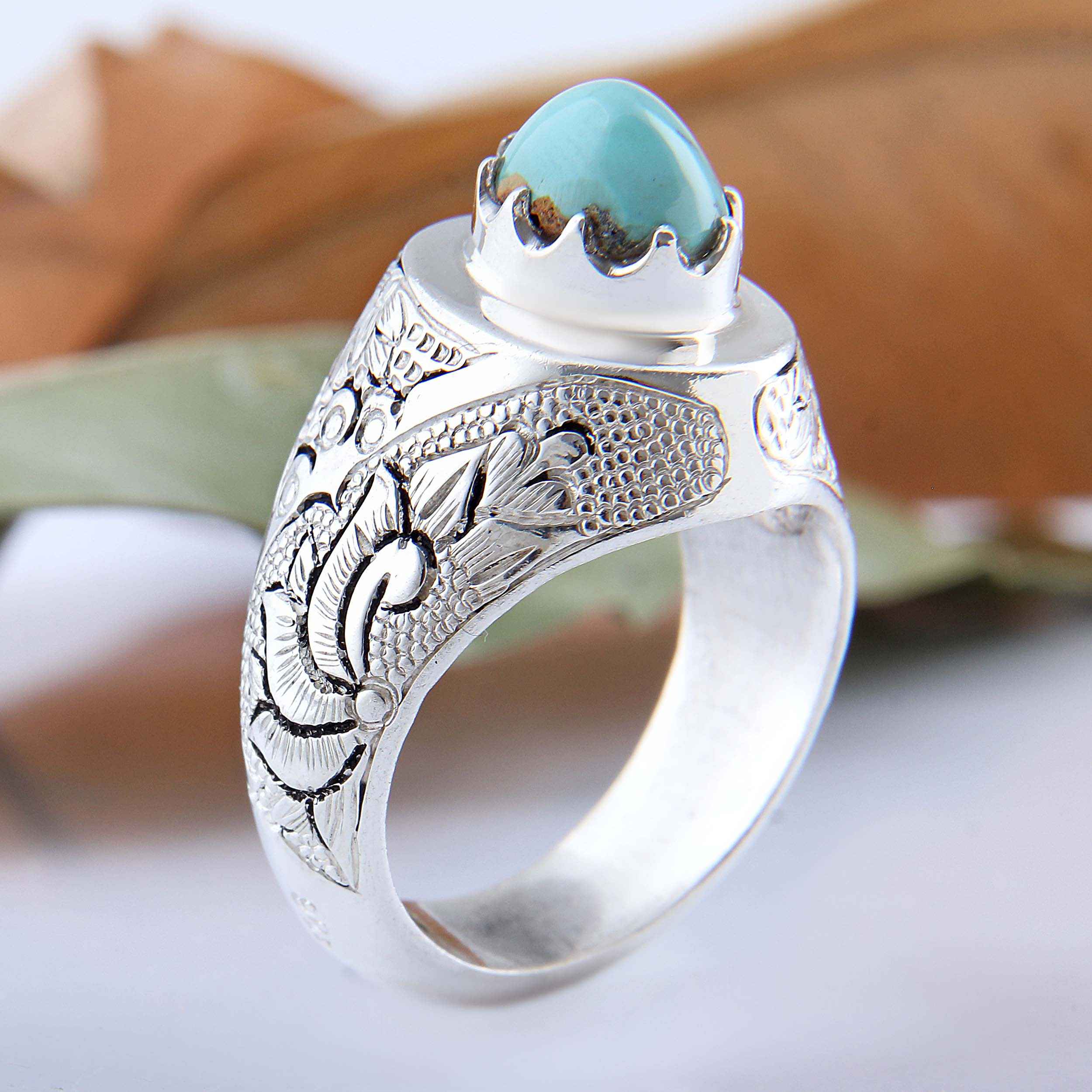 Price and Buy Persian Neyshabur Turquoise Silver Ring Handcrafted for Men_68ff9e0f81cf3.jpeg Price and Buy Persian Neyshabur Turquoise Silver Ring Handcrafted for Men - Image 3