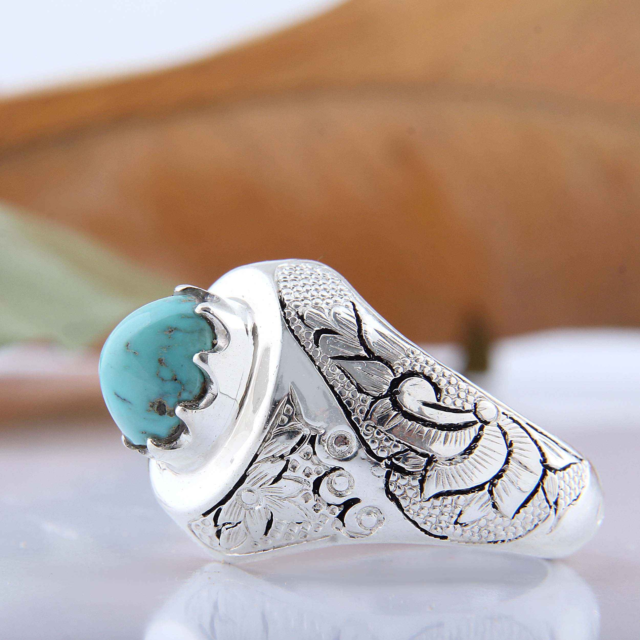 Price and Buy Persian Neyshabur Turquoise Silver Ring Handcrafted for Men_68ff9e1cd3665.jpeg Price and Buy Persian Neyshabur Turquoise Silver Ring Handcrafted for Men - Image 5