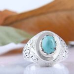 Price and Buy Persian Neyshabur Turquoise Silver Ring Handcrafted for Men - Image 6
