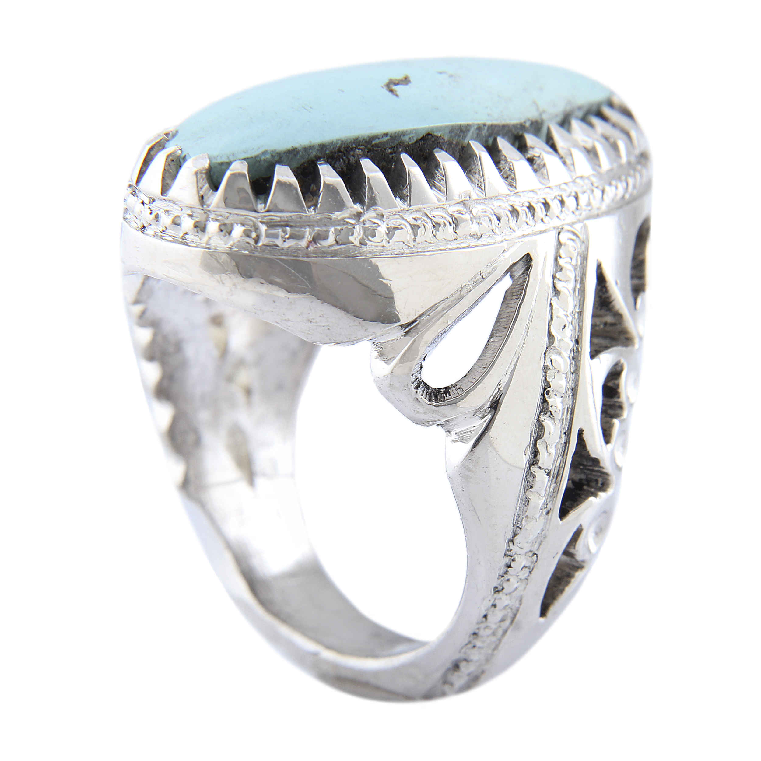 Price and Buy Persian Neyshabur Turquoise Silver Ring Handcrafted for Men