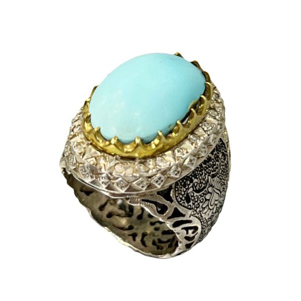 Price and Buy Persian Neyshabur Turquoise Silver Ring Handcrafted for Men_68ffbc35559ad.jpeg Price and Buy Persian Neyshabur Turquoise Silver Ring Handcrafted for Men