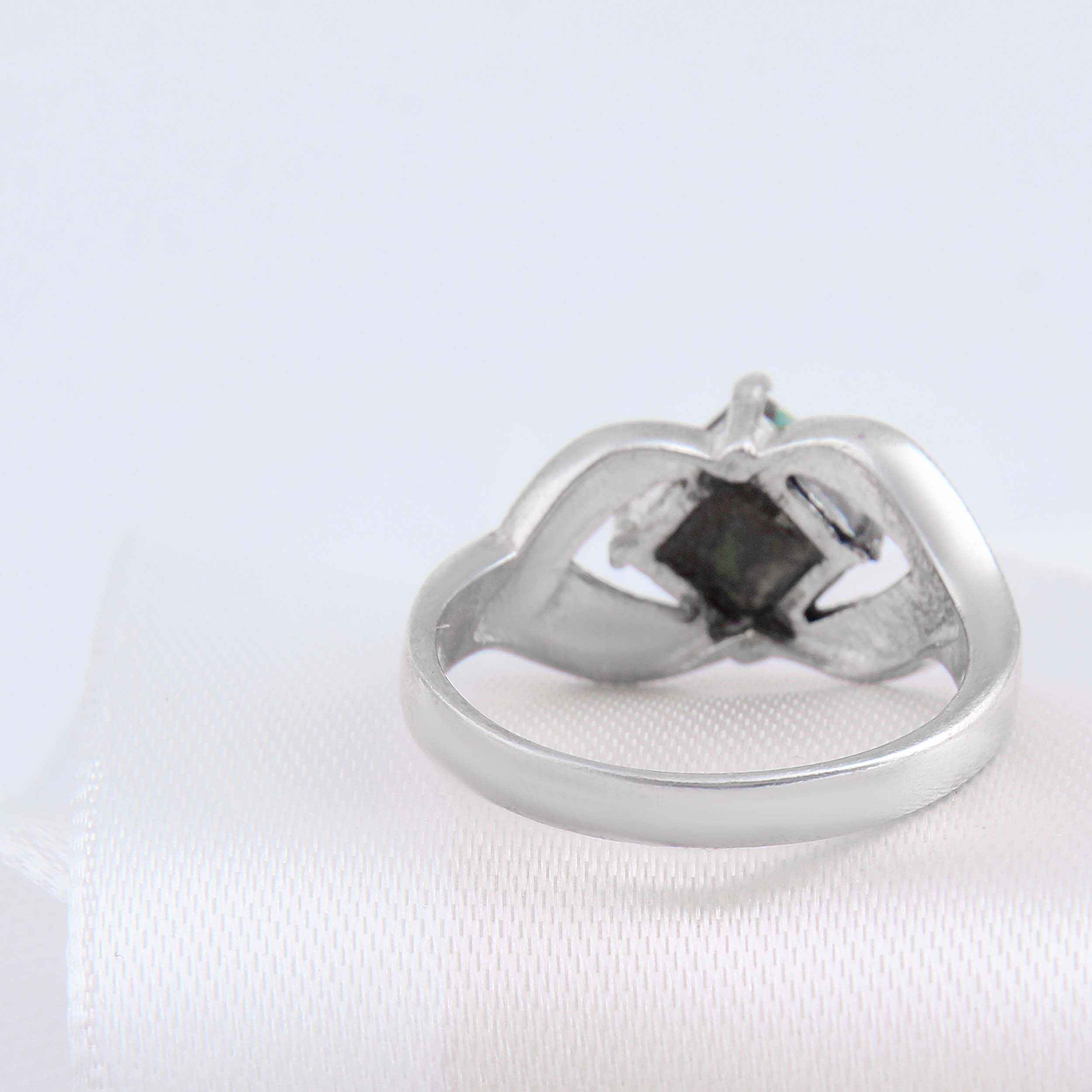 Price and Buy Persian Neyshabur Turquoise Silver Ring Handcrafted for Women Rhodium Plated - Image 3