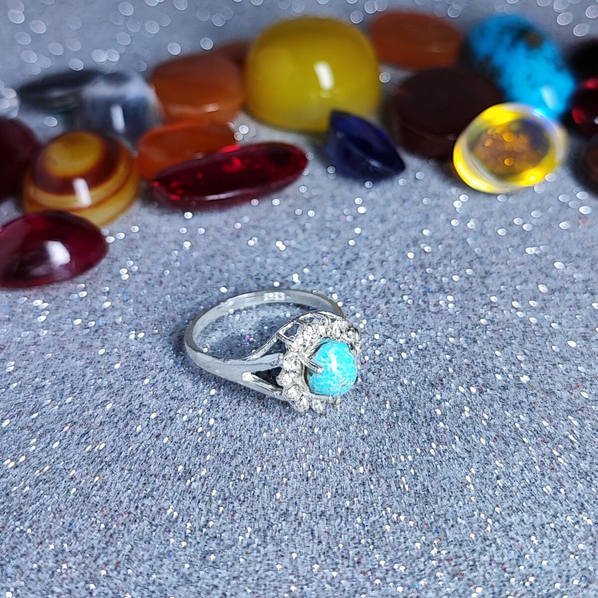 Price and Buy Persian Neyshabur Turquoise Silver Ring Handcrafted for Women Sima - Image 4