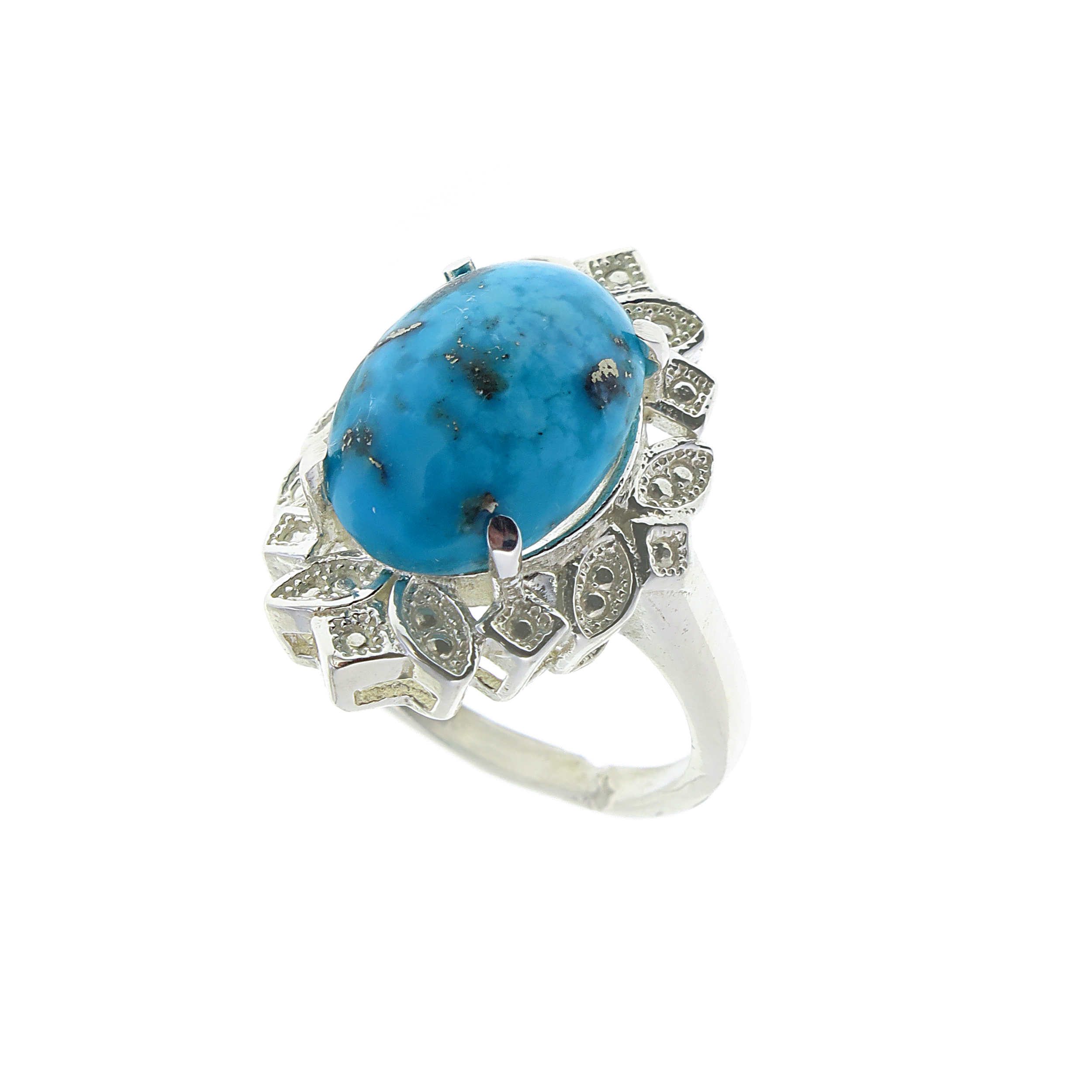 Price and Buy Persian Neyshabur Turquoise Silver Ring Handcrafted for Women