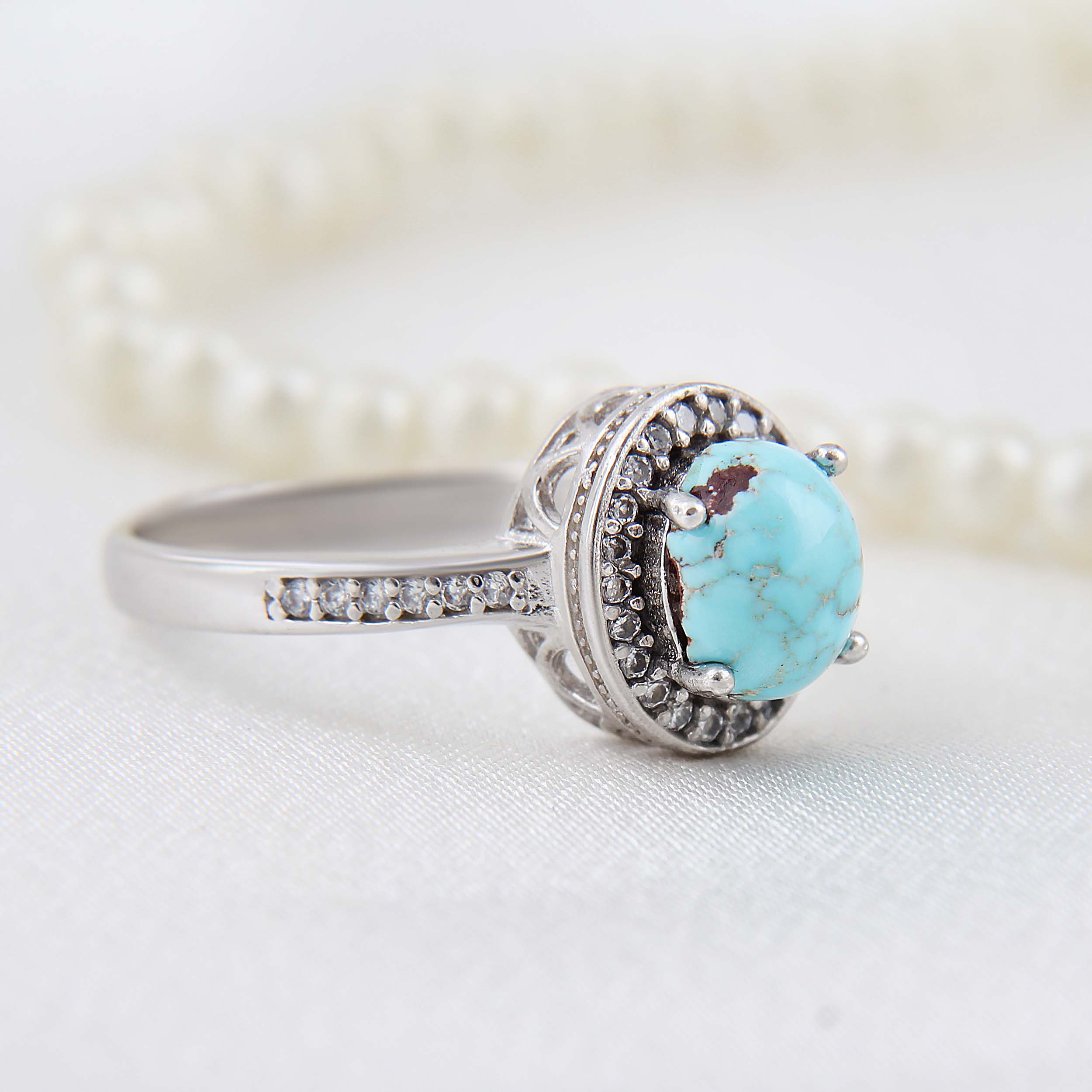 Price and Buy Persian Neyshabur Turquoise Silver Ring Handcrafted Hana - Image 3