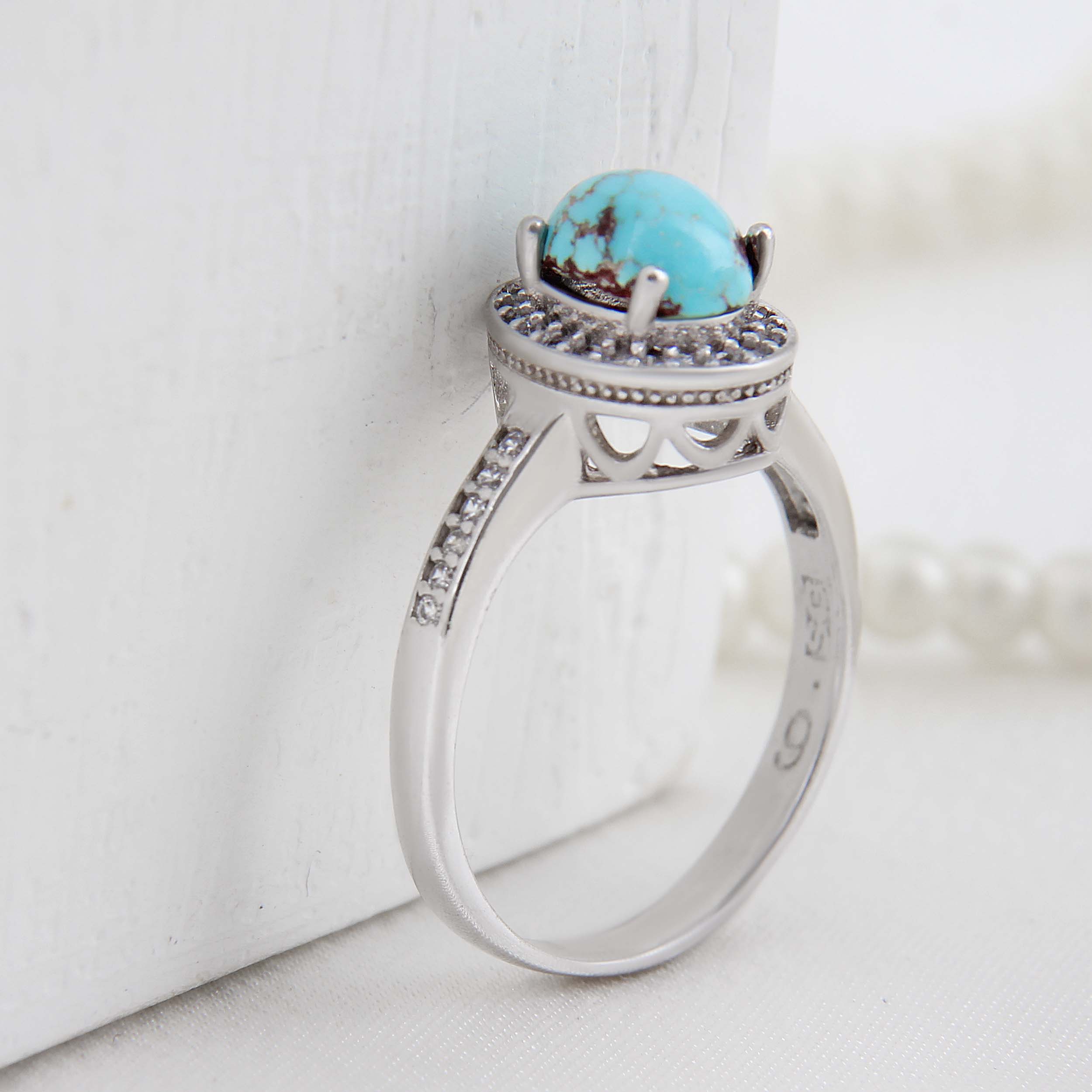 Price and Buy Persian Neyshabur Turquoise Silver Ring Handcrafted Hana - Image 5