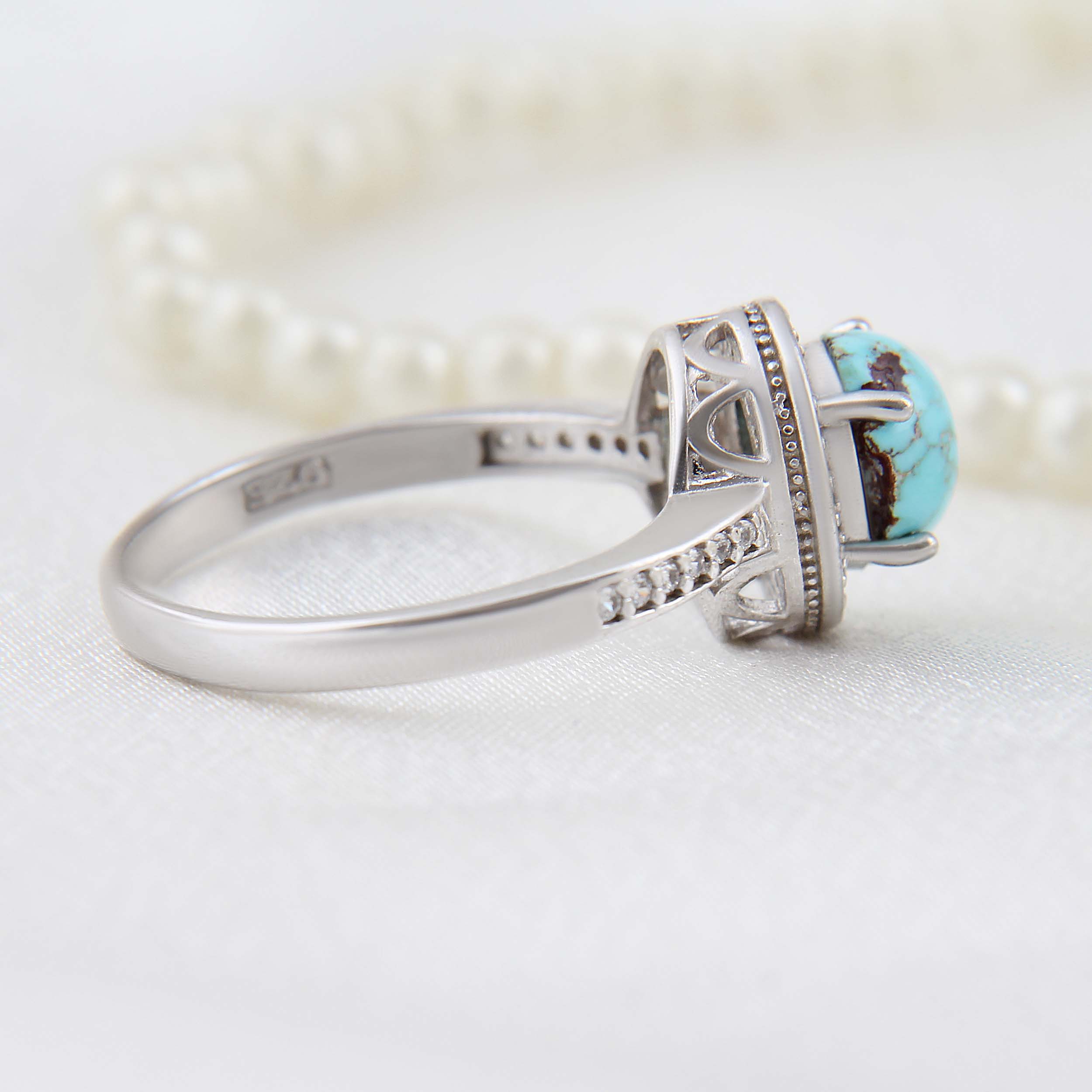 Price and Buy Persian Neyshabur Turquoise Silver Ring Handcrafted Hana - Image 6