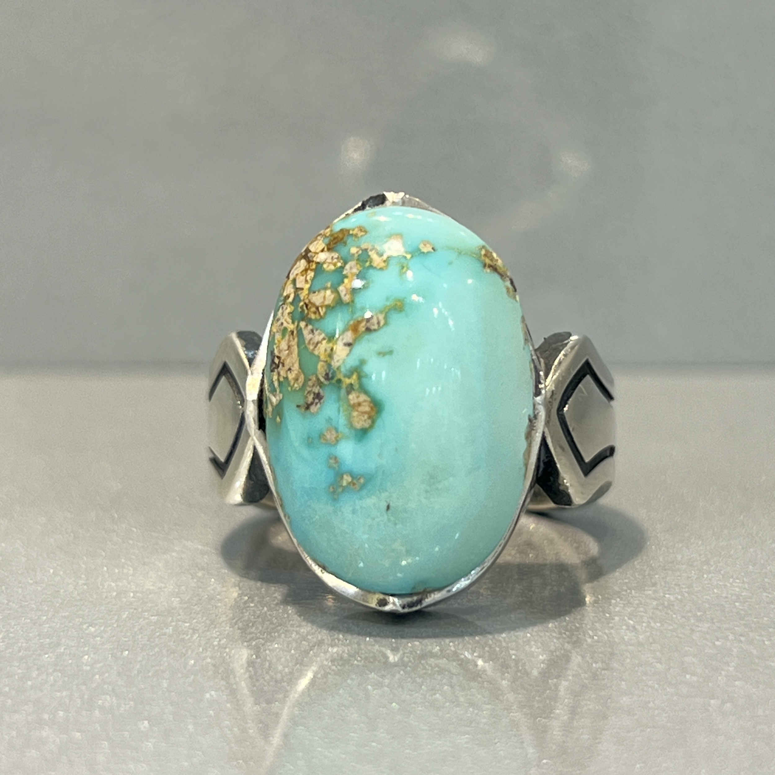 Price and Buy Persian Neyshabur Turquoise Silver Ring Handcrafted I - Image 5