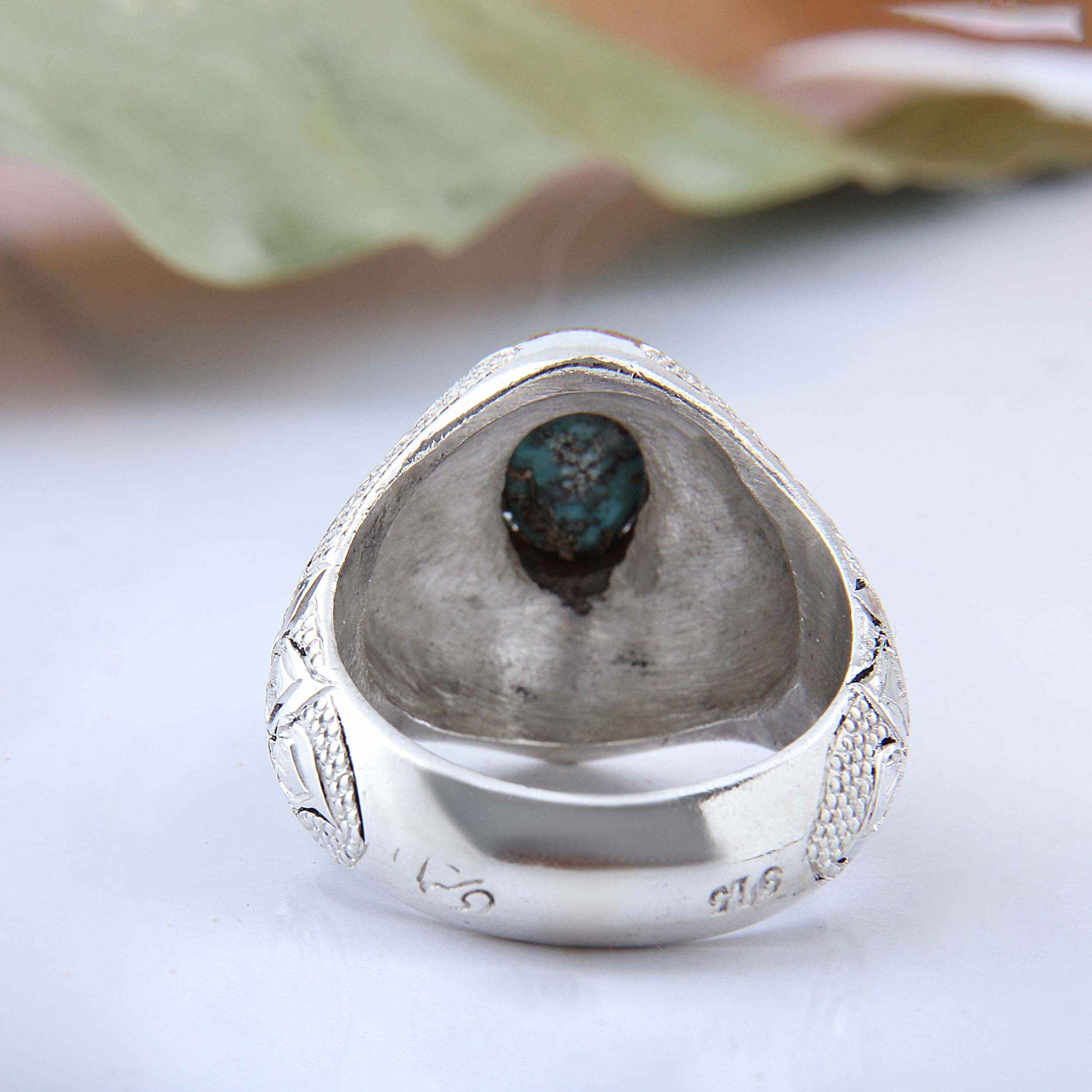 Price and Buy Persian Neyshabur Turquoise Silver Ring Handcrafted II_68ffa48b000b5.jpeg Price and Buy Persian Neyshabur Turquoise Silver Ring Handcrafted II - Image 4
