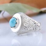 Price and Buy Persian Neyshabur Turquoise Silver Ring Handcrafted II - Image 5