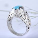 Price and Buy Persian Neyshabur Turquoise Silver Ring Handcrafted III - Image 4