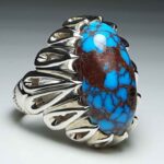 Price and Buy Persian Neyshabur Turquoise Silver Ring Handcrafted Model Spider - Image 3