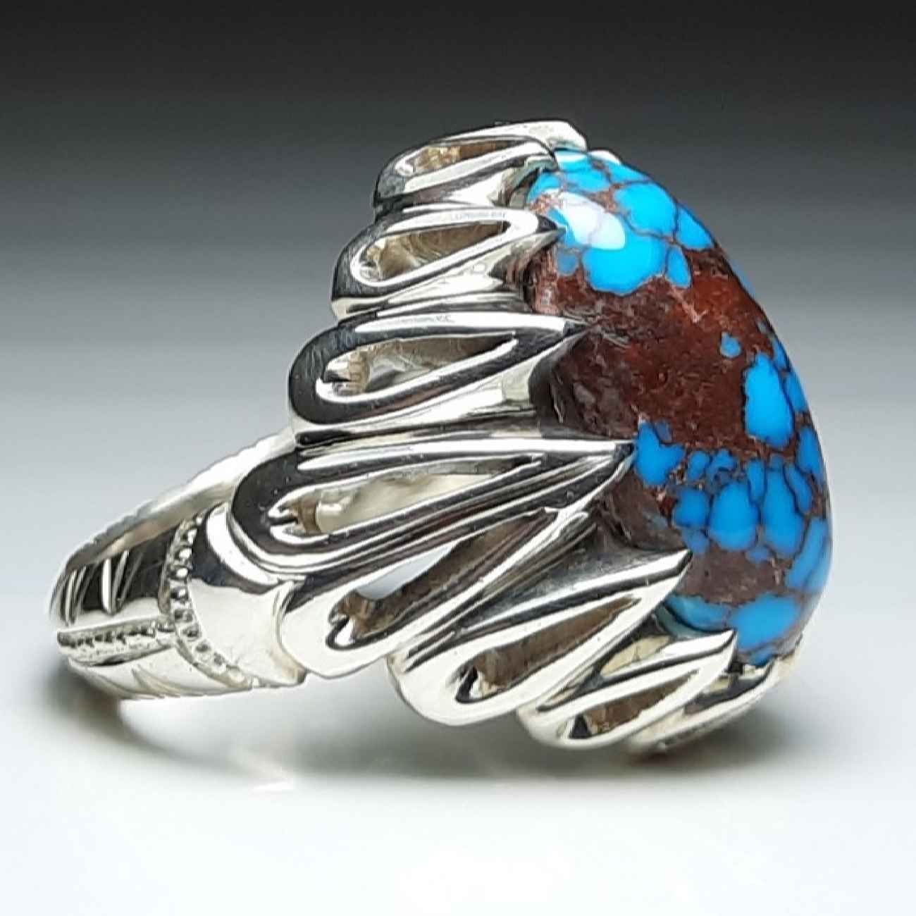 Price and Buy Persian Neyshabur Turquoise Silver Ring Handcrafted Model Spider - Image 5