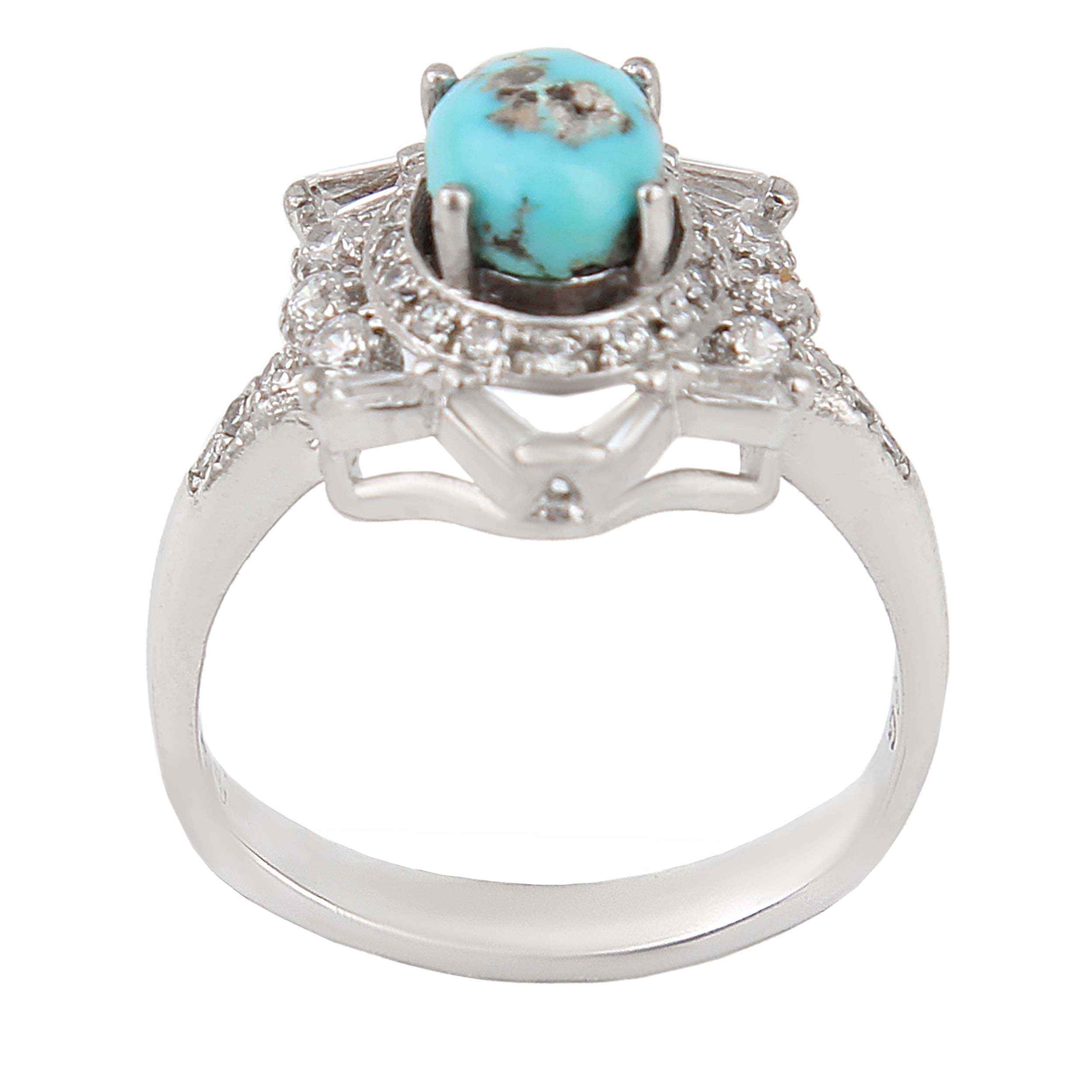 Price and Buy Persian Neyshabur Turquoise Silver Ring Handcrafted Rhodium Plated