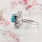 Price and Buy Persian Neyshabur Turquoise Silver Ring Handcrafted Rhodium Plated - Image 5