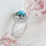 Price and Buy Persian Neyshabur Turquoise Silver Ring Handcrafted Rhodium Plated - Image 6