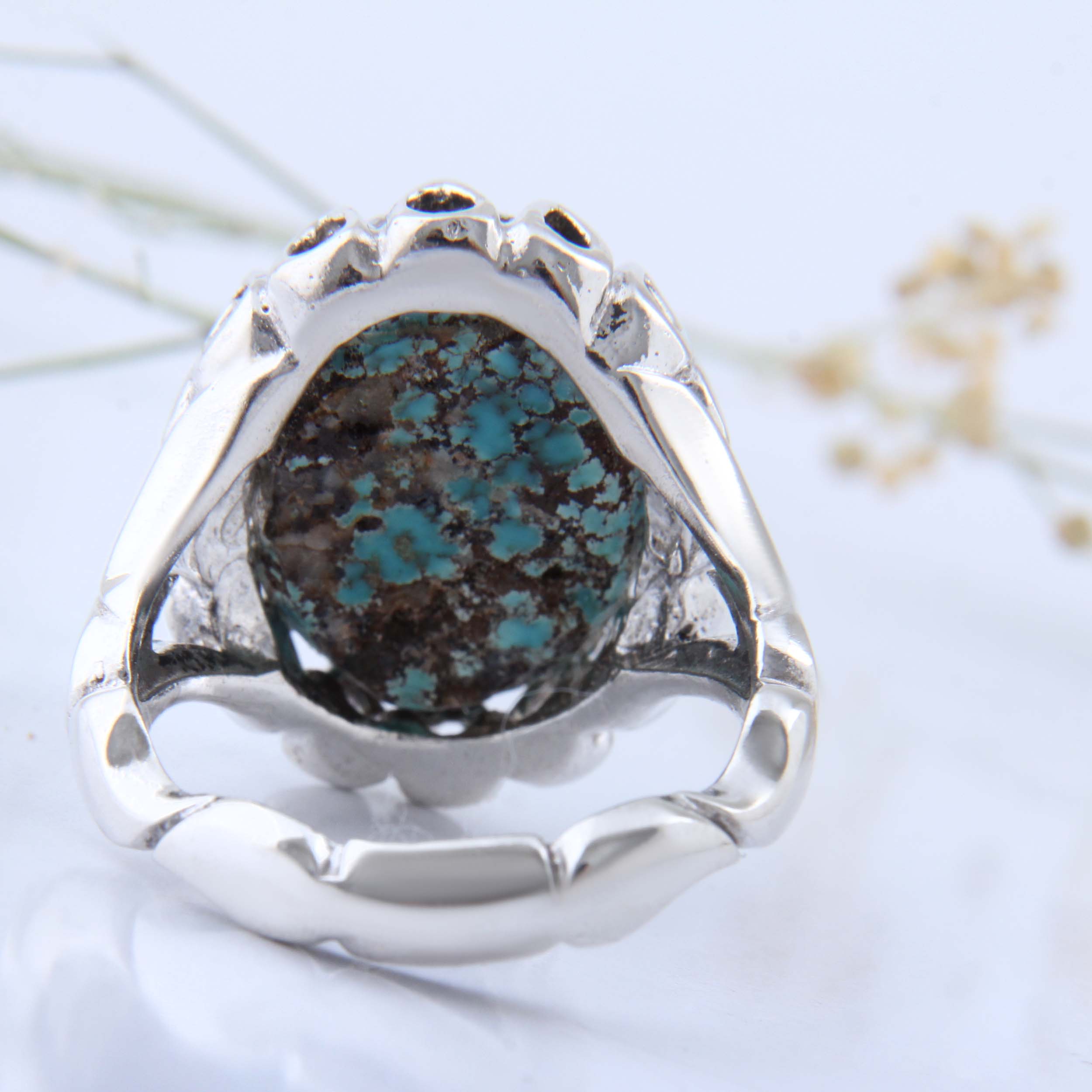 Price and Buy Persian Neyshabur Turquoise Silver Ring Handcrafted - Image 5