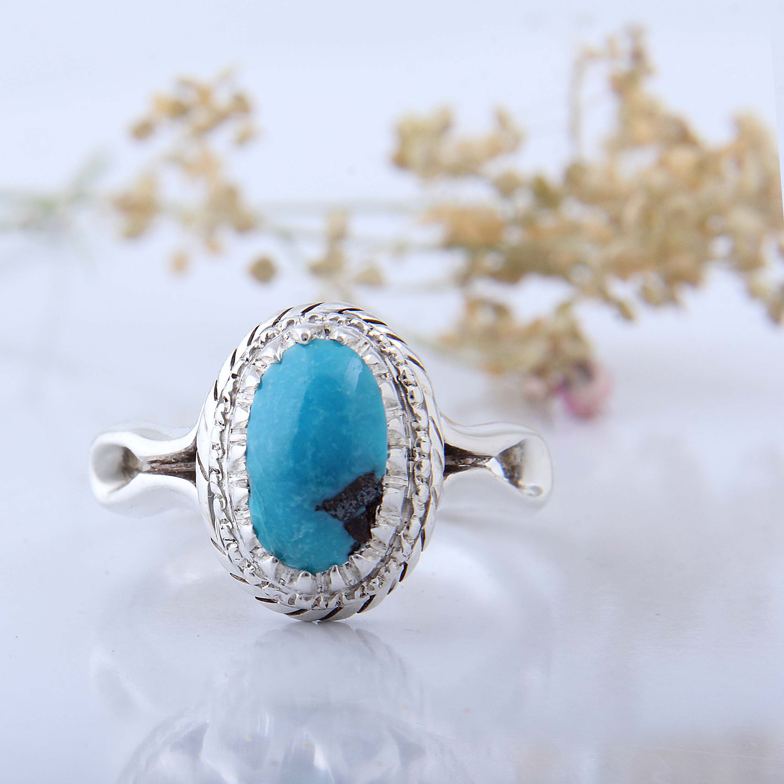 Price and Buy Persian Neyshabur Turquoise Silver Ring Handcrafted - Image 4