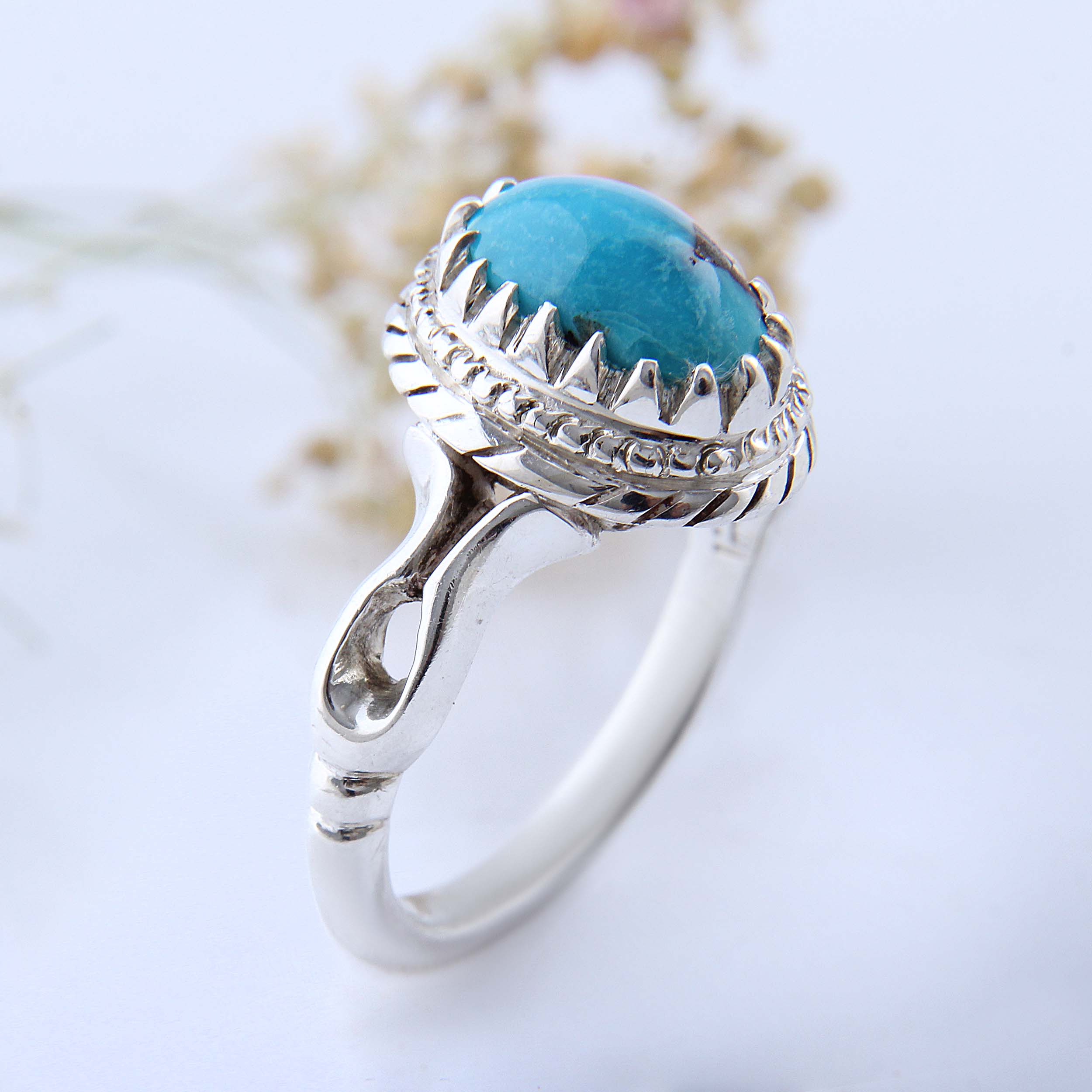 Price and Buy Persian Neyshabur Turquoise Silver Ring Handcrafted - Image 5