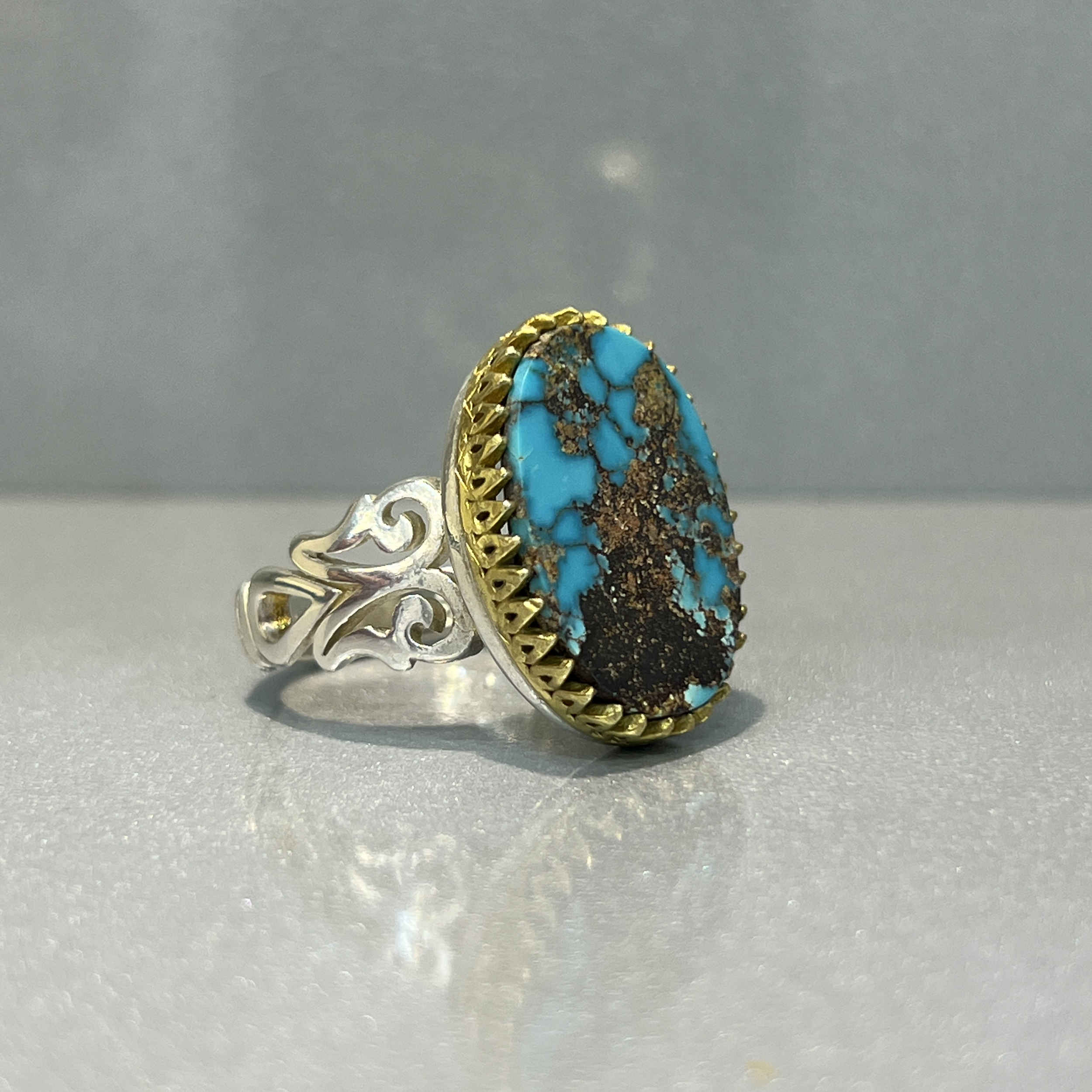 Price and Buy Persian Neyshabur Turquoise Silver Ring Handcrafted - Image 3