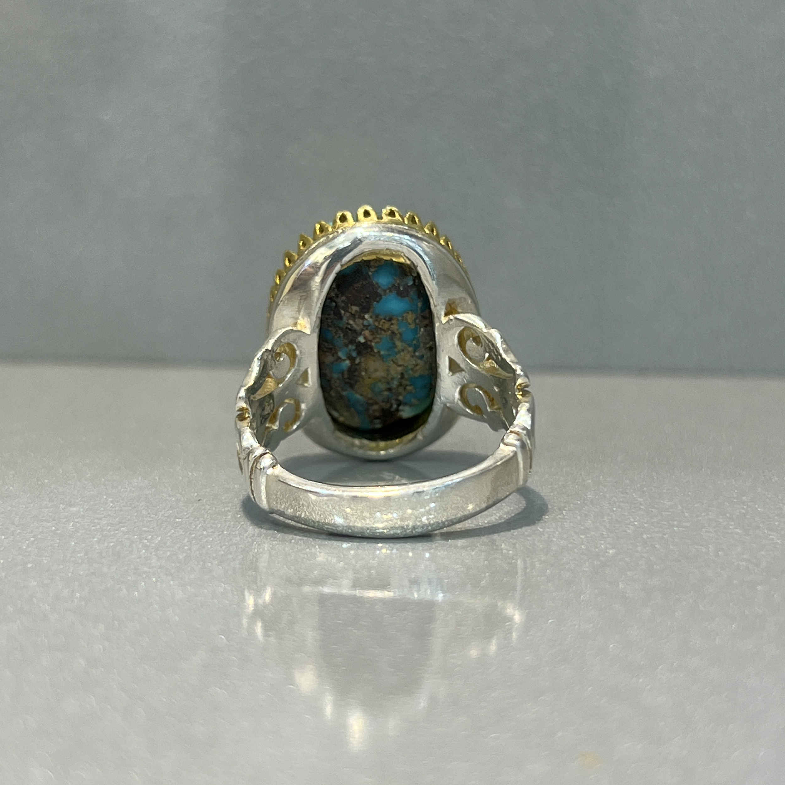 Price and Buy Persian Neyshabur Turquoise Silver Ring Handcrafted - Image 5