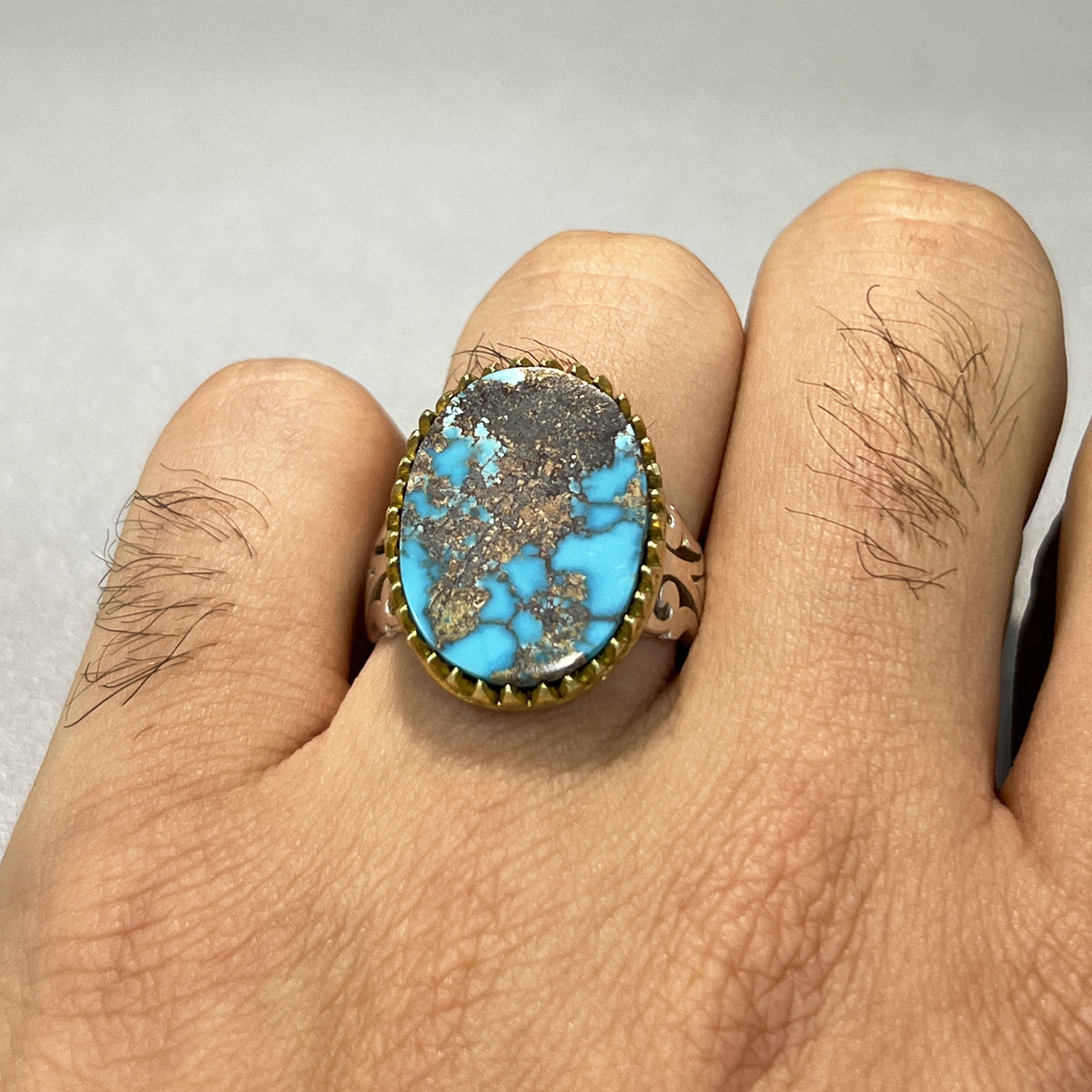 Price and Buy Persian Neyshabur Turquoise Silver Ring Handcrafted - Image 7