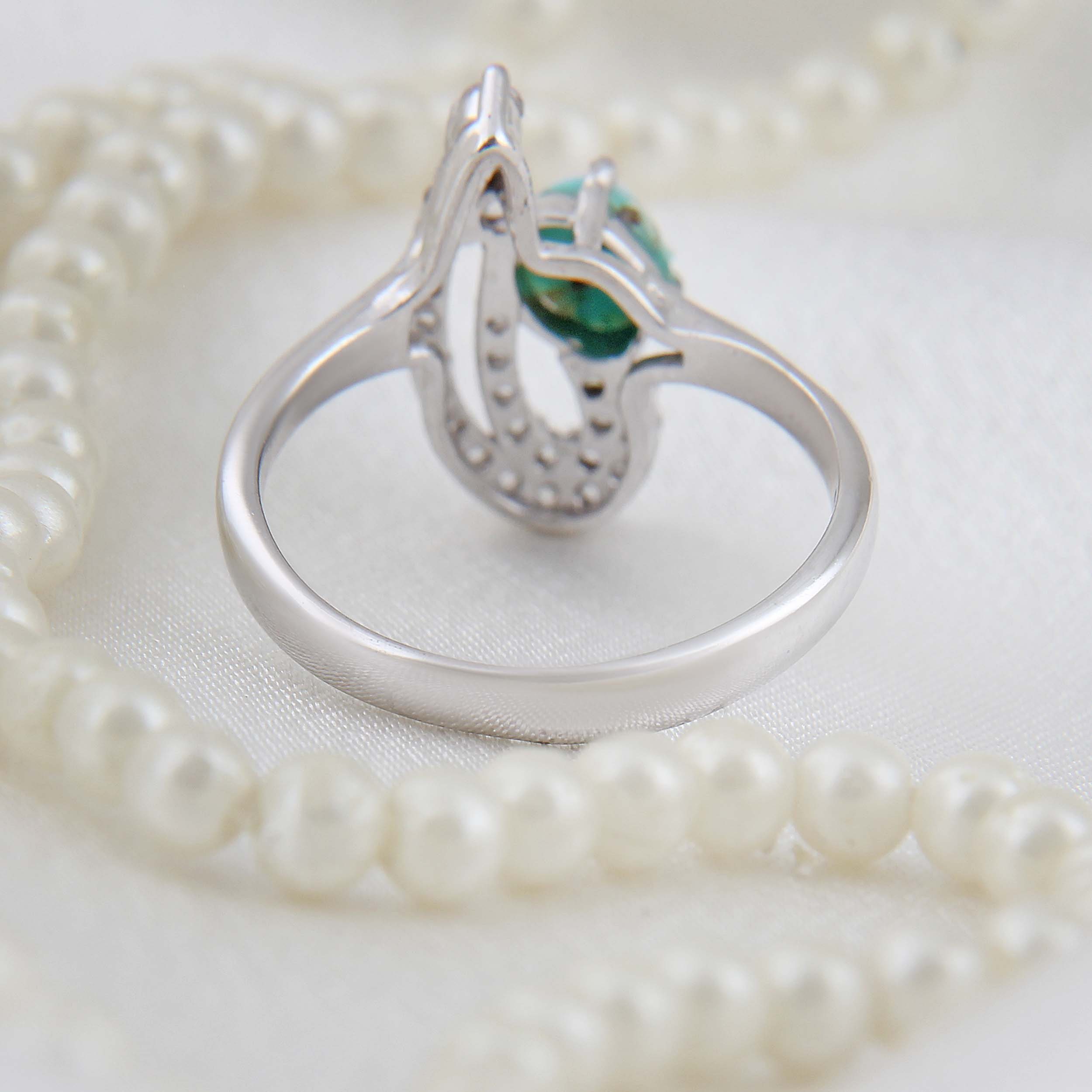 Price and Buy Persian Neyshabur Turquoise Silver Ring with Rhodium Plated for Women - Image 4