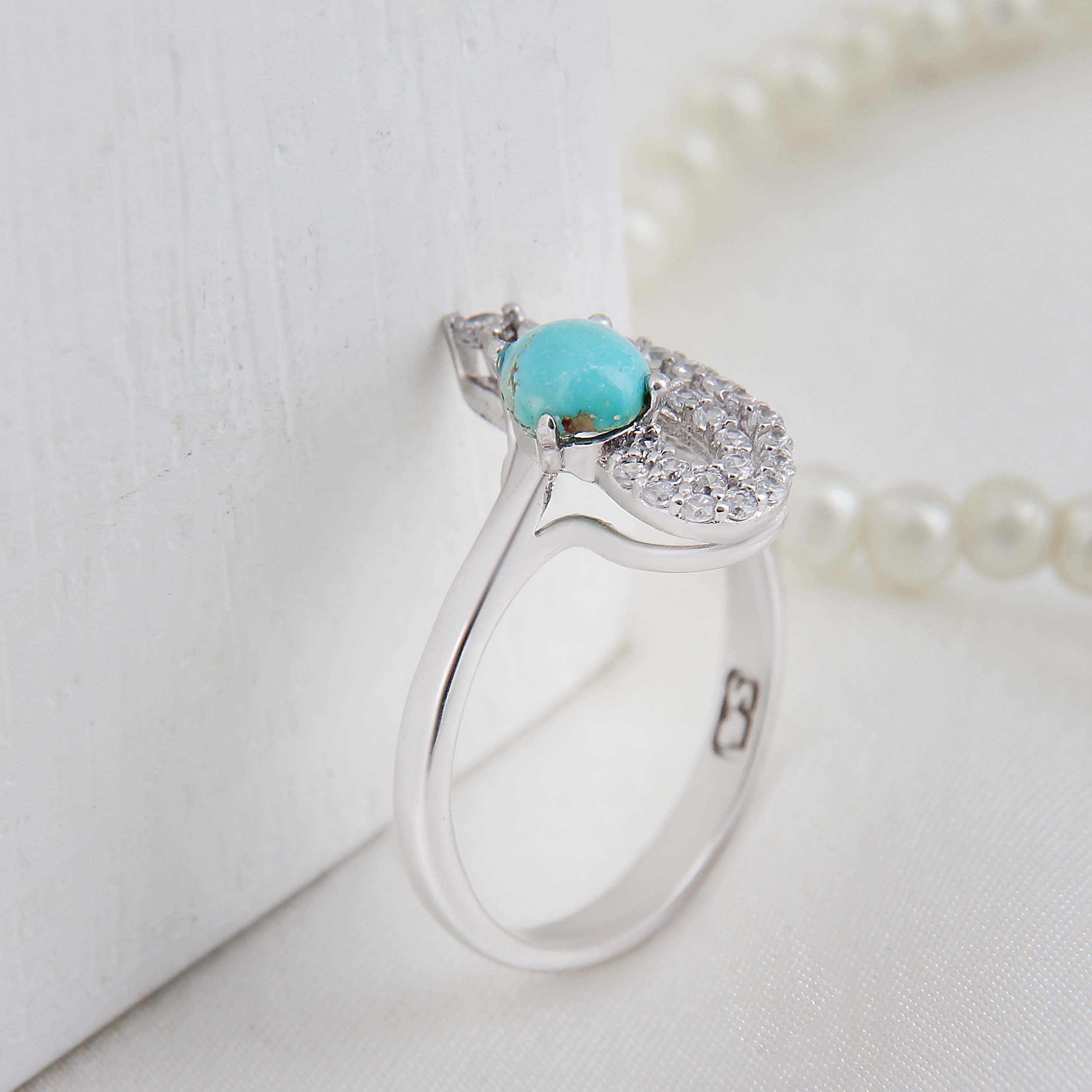 Price and Buy Persian Neyshabur Turquoise Silver Ring with Rhodium Plated for Women - Image 6