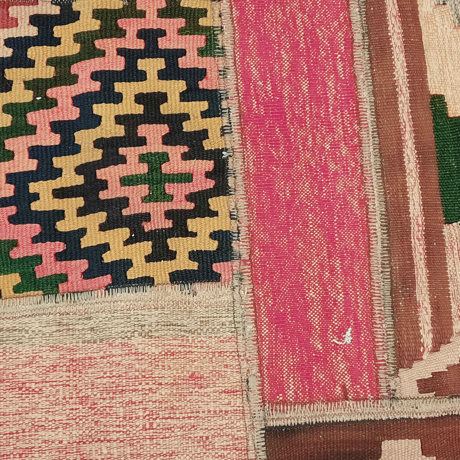 Price and Buy Persian Patchwork Kilim Rug Handwoven Geometric Pink - Image 3