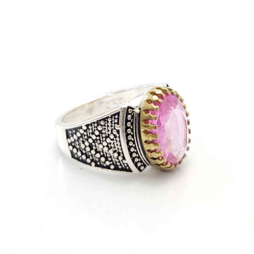 Price and Buy Persian Pink Topaz Silver Ring for Men Vahab - Image 3