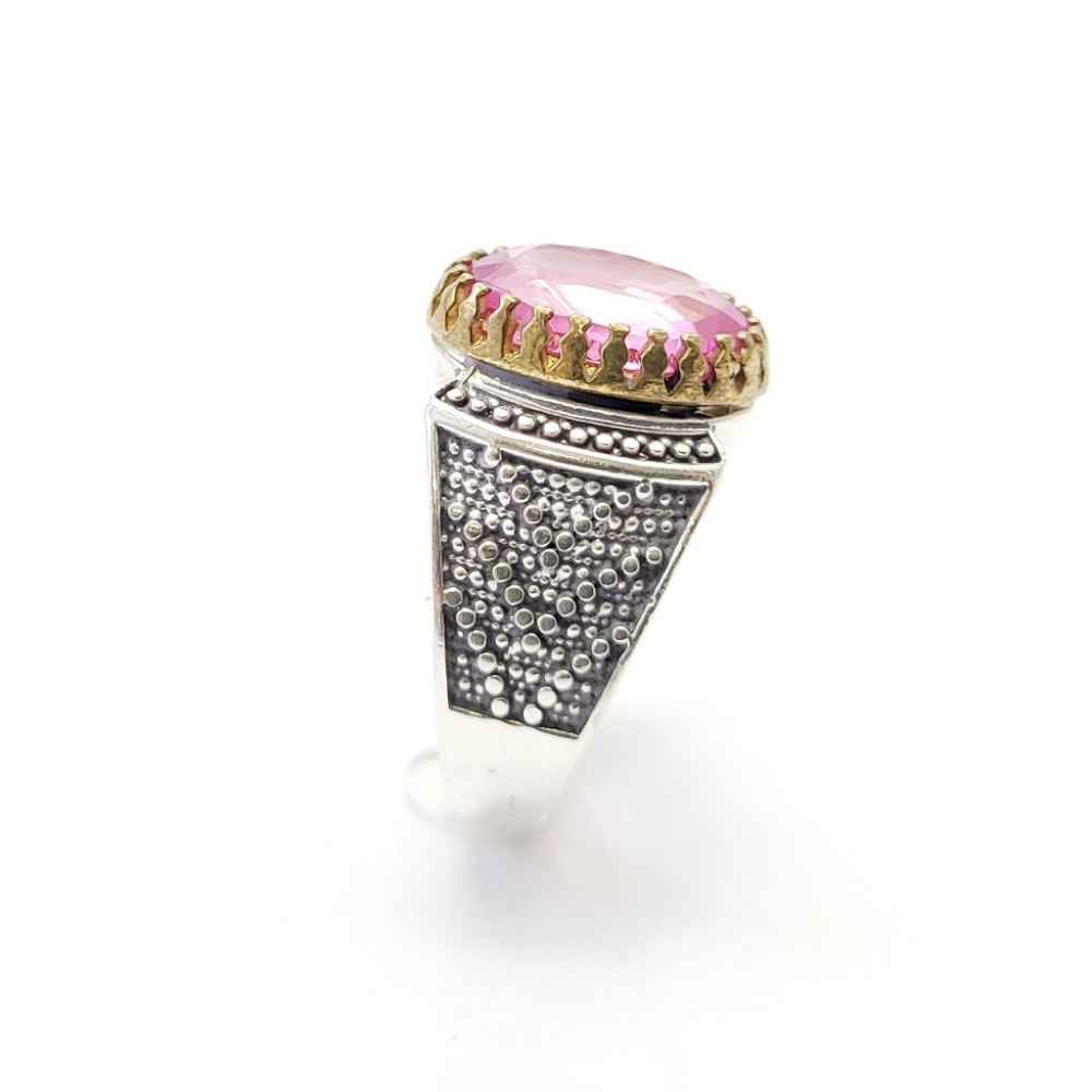 Price and Buy Persian Pink Topaz Silver Ring for Men Vahab - Image 4