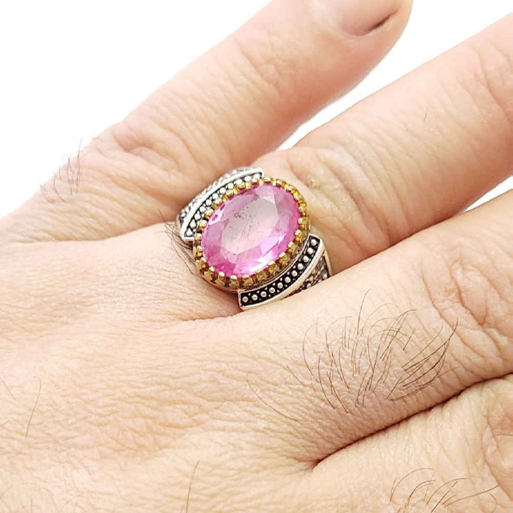 Price and Buy Persian Pink Topaz Silver Ring for Men Vahab - Image 5