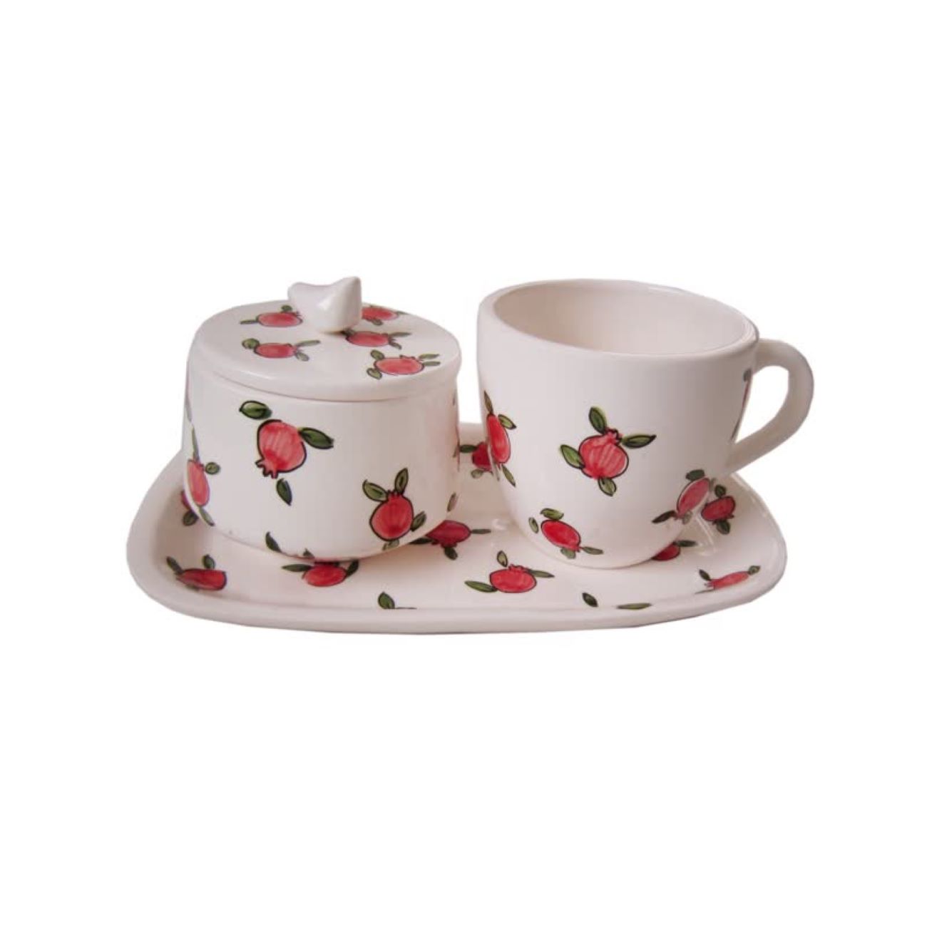 Price and Buy Persian Pomegranate Tea Set with Teacup, Saucer, & Sugar Bowl_69020c4259491.jpeg Price and Buy Persian Pomegranate Tea Set with Teacup, Saucer, & Sugar Bowl - Image 1