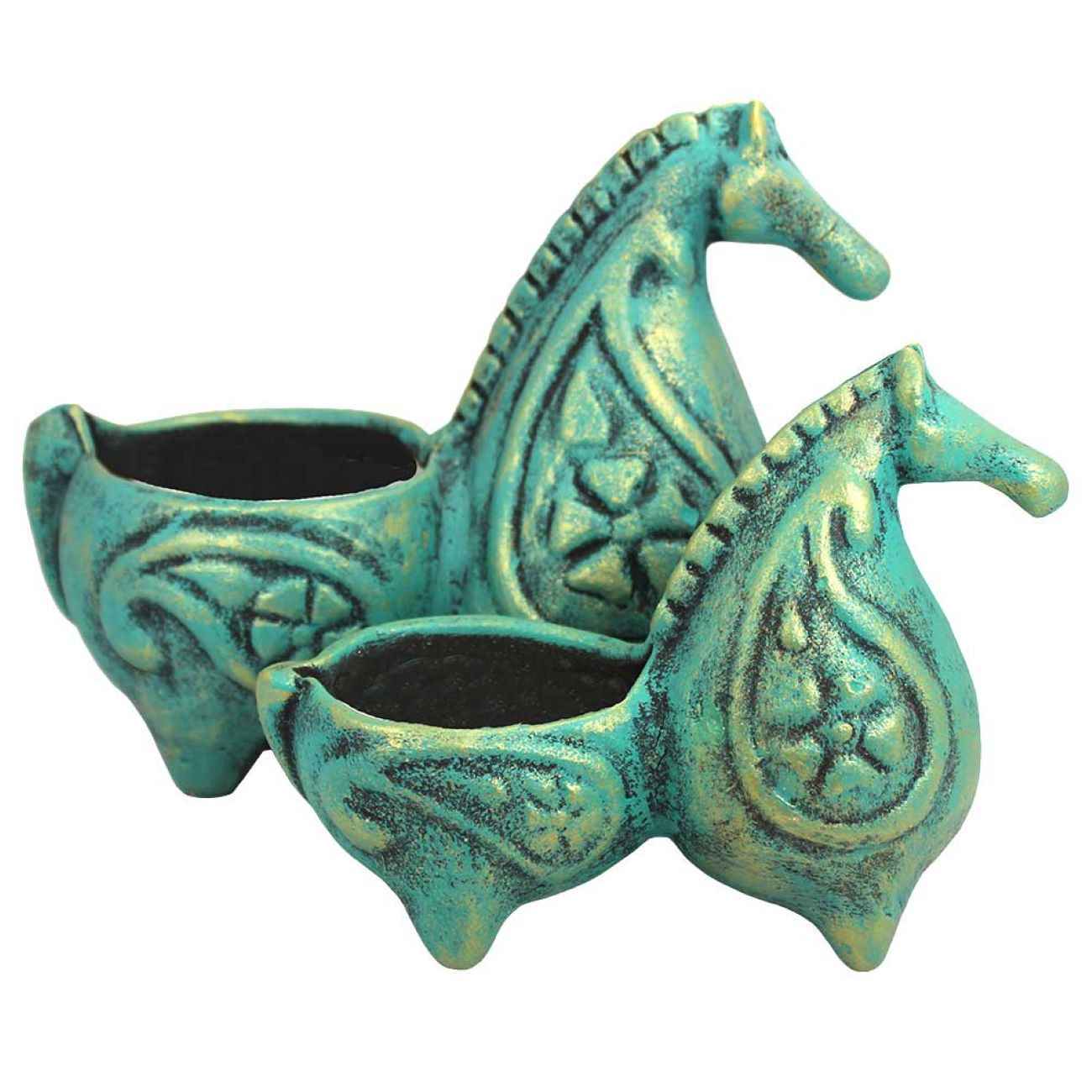 Price and Buy Persian Pottery Candlestick Handmade Set with Horse Design