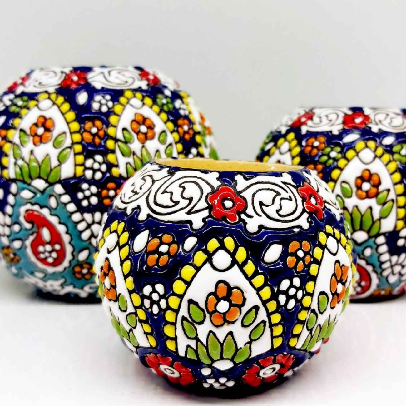 Price and Buy Persian Pottery Candlestick Minakari Handcraft with Artistic Design - Image 3
