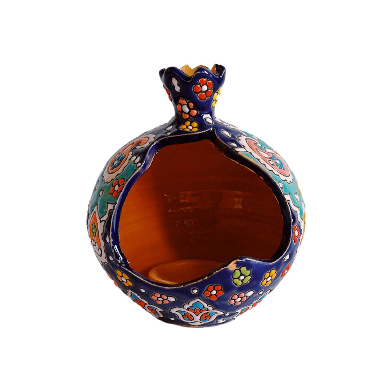 Price and Buy Persian Pottery Candlestick Minakari Handmade with Pomegranate Design - Image 3