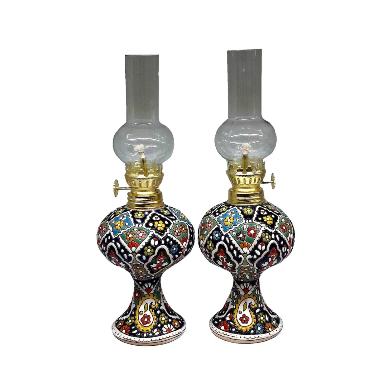 Price and Buy Persian Pottery Kerosene Oil Lamp with Enameling Artistry (x2)