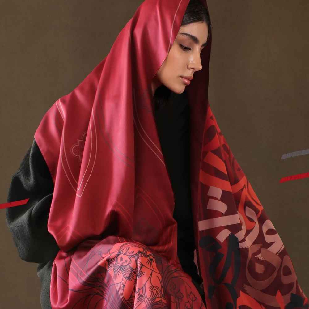 Price and Buy Persian Printed Silk Shawl Double Sided Artistic Calligraphy Bitab - Image 5
