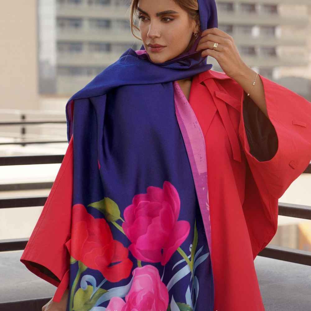 Price and Buy Persian Printed Silk Shawl Double Sided Artistic Calligraphy Sarnevesht - Image 3