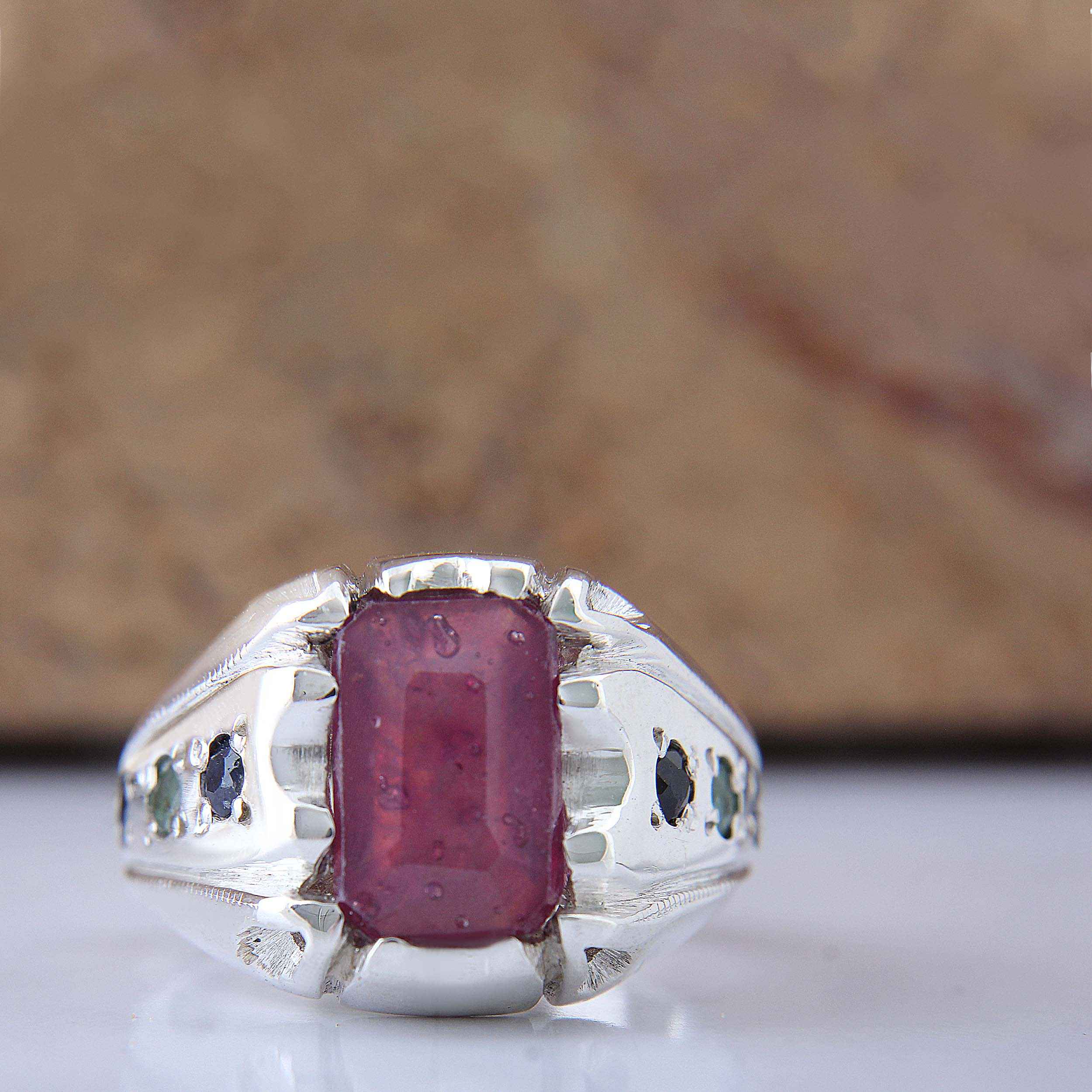 Price and Buy Persian Red Natural Ruby Silver Ring Elegance for Men Handcrafted - Image 3