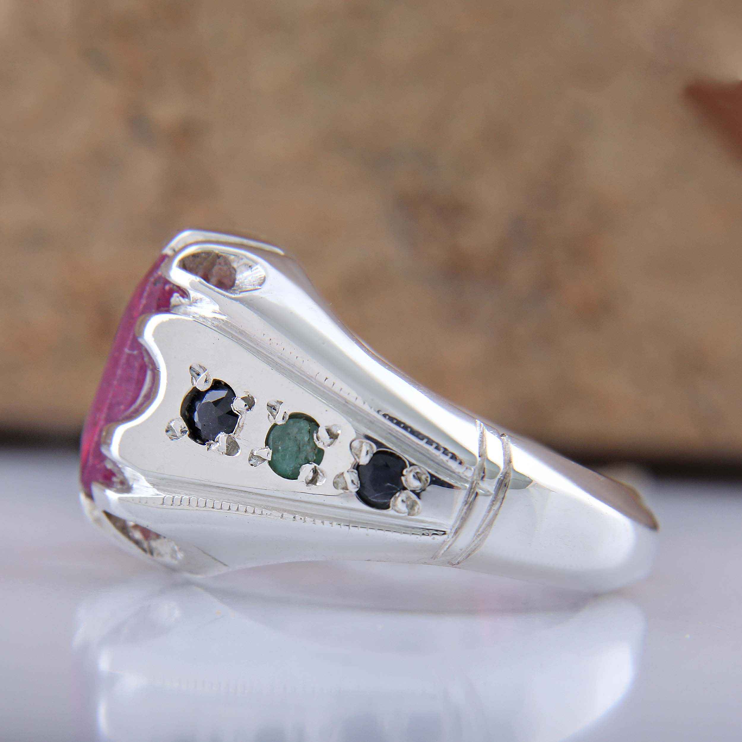Price and Buy Persian Red Natural Ruby Silver Ring Elegance for Men Handcrafted - Image 5