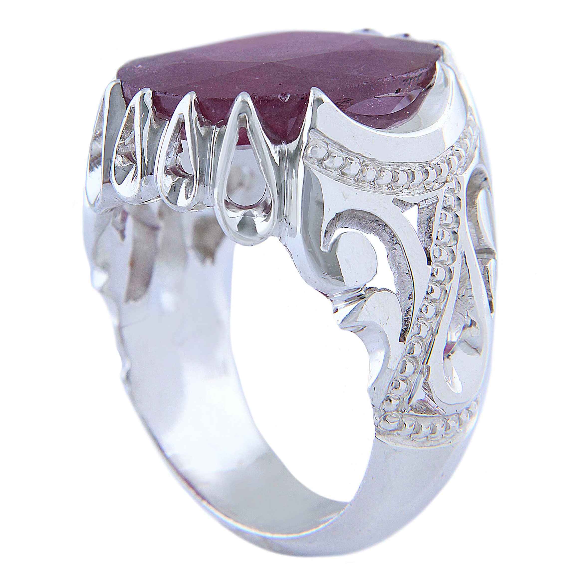 Price and Buy Persian Red Ruby Silver Ring Elegance for Men Handcrafted Model Square